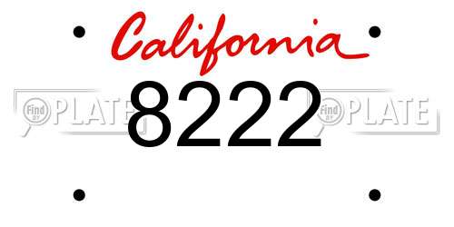 8222 California License Plate