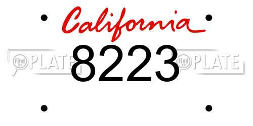 8223 California License Plate
