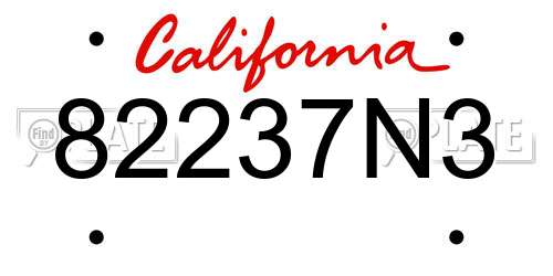 82237N3 California License Plate
