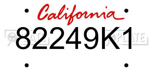 82249K1 California License Plate