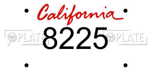 8225 California License Plate