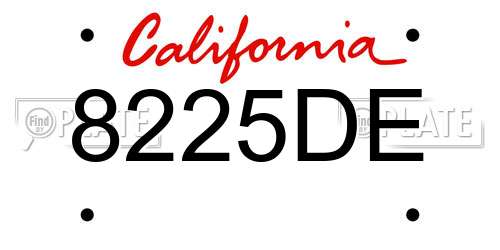 8225DE California License Plate