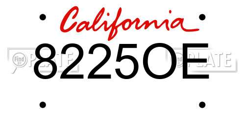 8225OE California License Plate