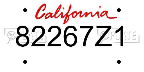 82267Z1 California License Plate
