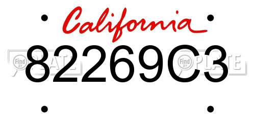 82269C3 California License Plate