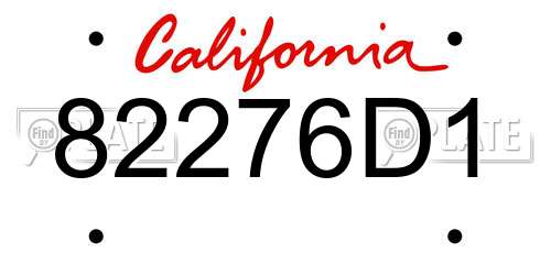 82276D1 California License Plate
