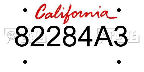 82284A3 California License Plate