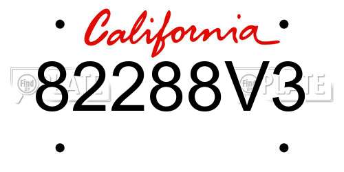 82288V3 California License Plate