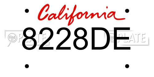8228DE California License Plate