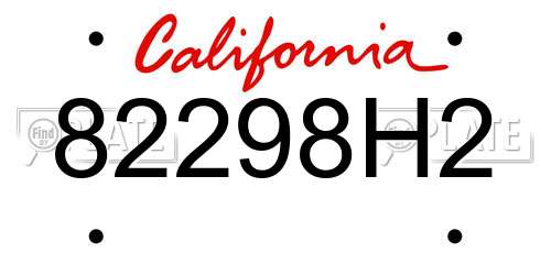 82298H2 California License Plate