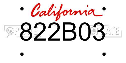 822B03 California License Plate