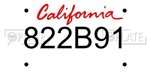 822B91 California License Plate