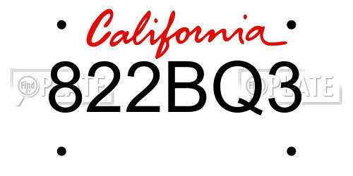 822BQ3 California License Plate