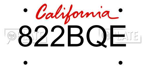 822BQE California License Plate