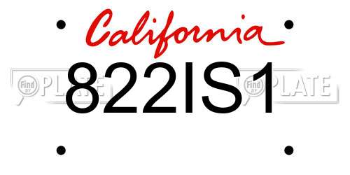 822IS1 California License Plate