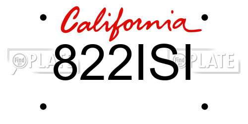 822ISI California License Plate