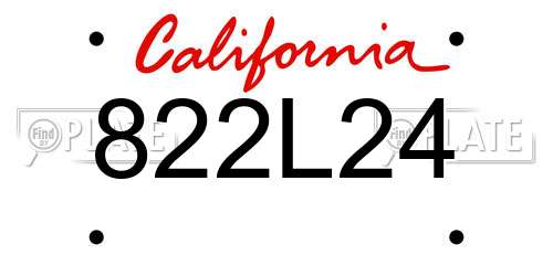 822L24 California License Plate