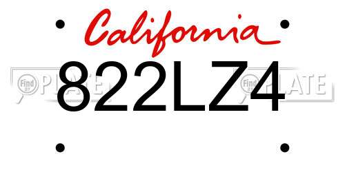 822LZ4 California License Plate