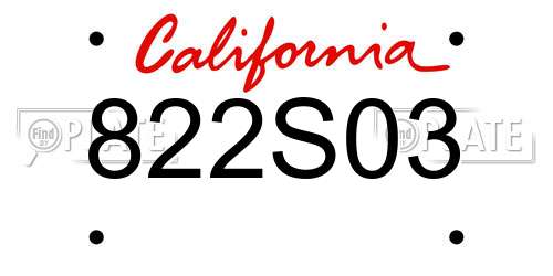 822S03 California License Plate