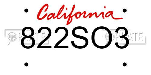 822SO3 California License Plate