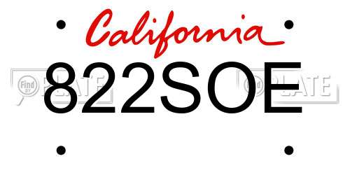 822SOE California License Plate