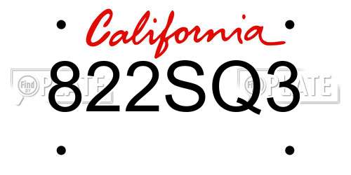 822SQ3 California License Plate