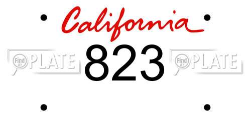 823 California License Plate
