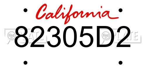 82305D2 California License Plate