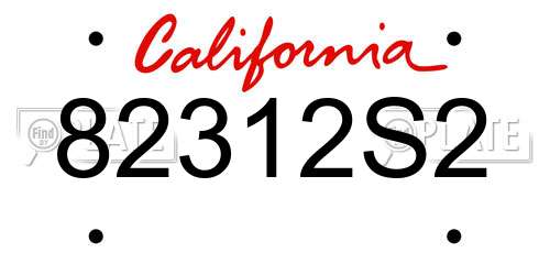 82312S2 California License Plate