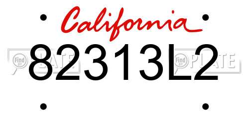 82313L2 California License Plate