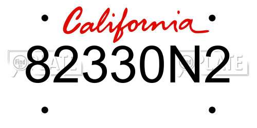 82330N2 California License Plate