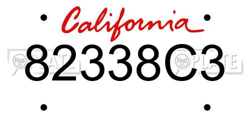82338C3 California License Plate