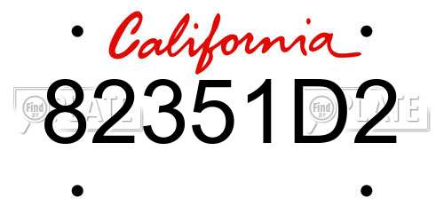 82351D2 California License Plate