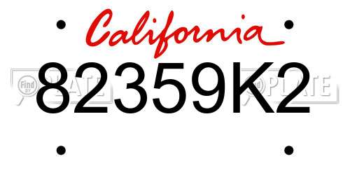 82359K2 California License Plate