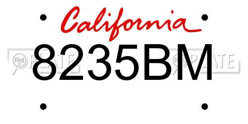 8235BM California License Plate