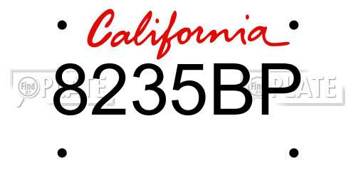 8235BP California License Plate