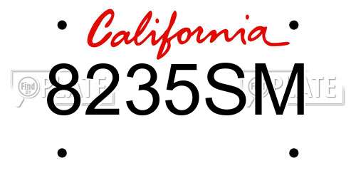 8235SM California License Plate