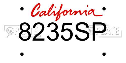 8235SP California License Plate