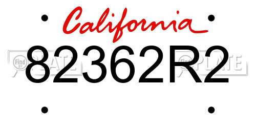 82362R2 California License Plate