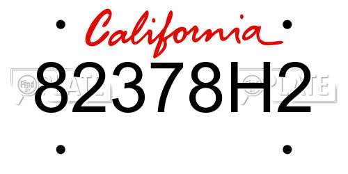 82378H2 California License Plate