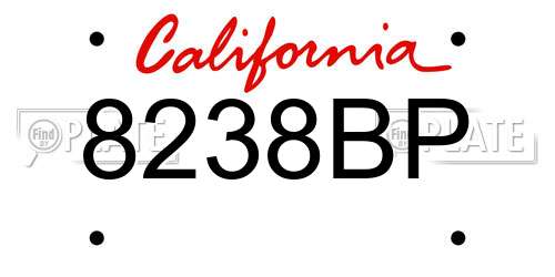 8238BP California License Plate