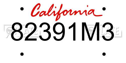 82391M3 California License Plate