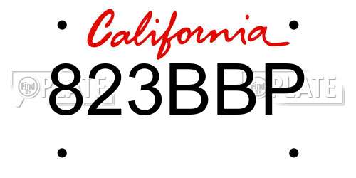 823BBP California License Plate