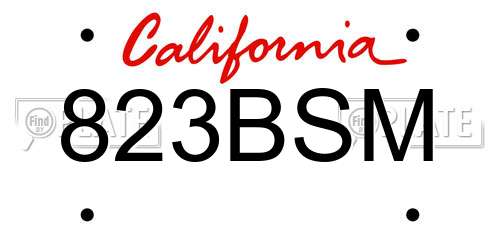 823BSM California License Plate
