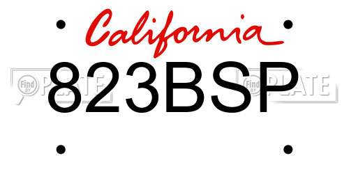 823BSP California License Plate