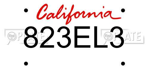 823EL3 California License Plate