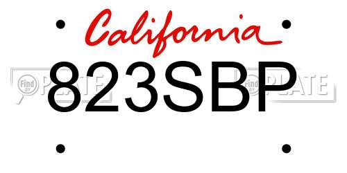 823SBP California License Plate