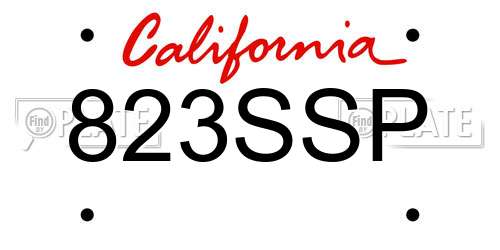 823SSP California License Plate