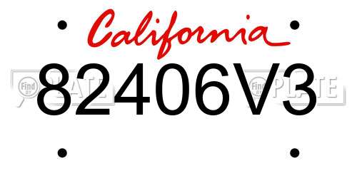 82406V3 California License Plate