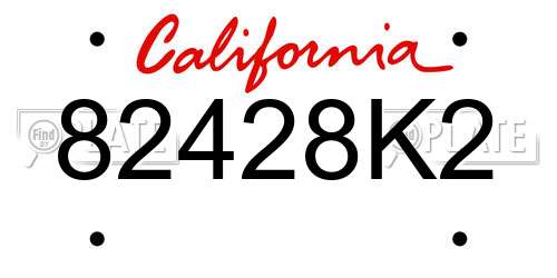 82428K2 California License Plate